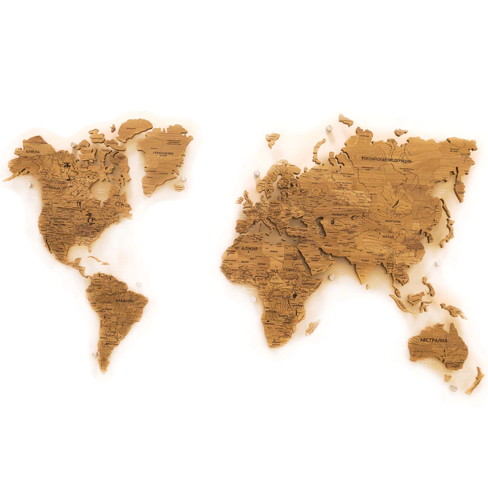 Solid oak world map, custom made